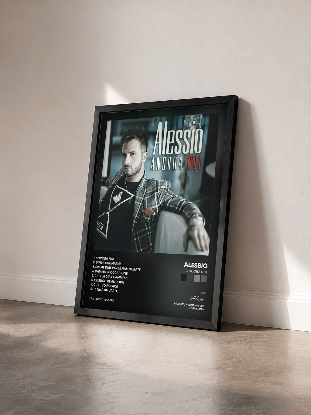 #noir Tableau de l'album Ancora noi de Alessio vu de trois quarts, cadre noir