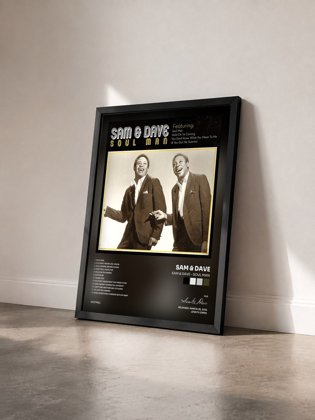 #noir Tableau de l'album Sam & Dave - Soul Man de Sam & Dave vu de trois quarts, cadre noir