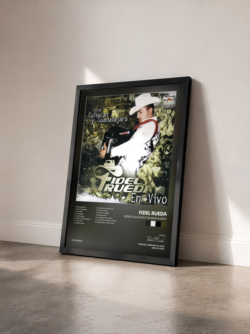 #noir Tableau de l'album Desde Culiacan y Guadalajara de Fidel Rueda vu de trois quarts, cadre noir