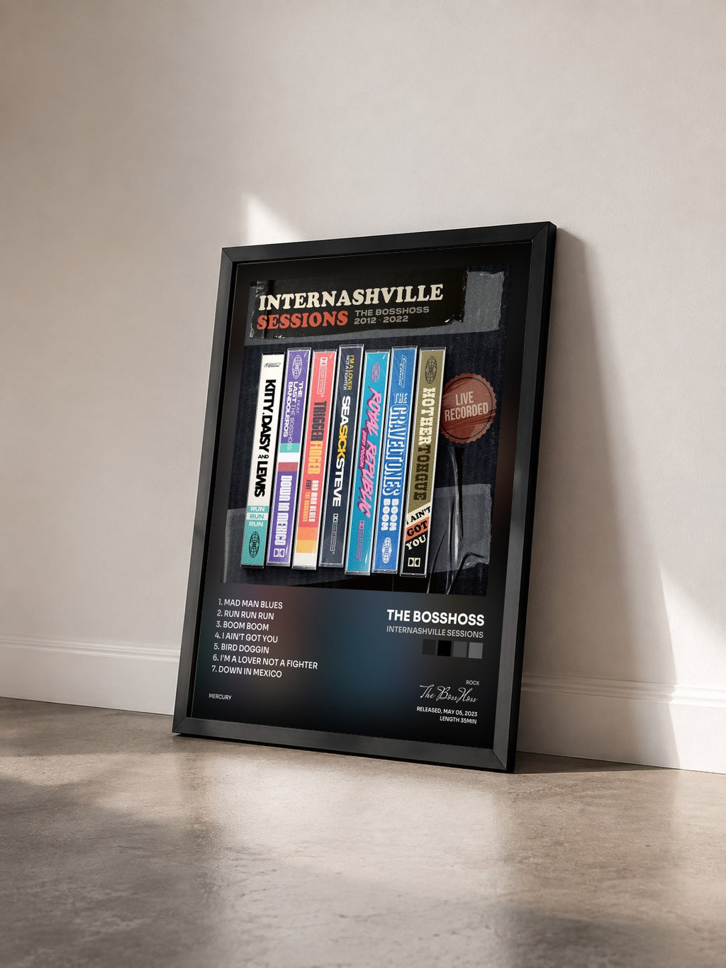 #noir Tableau de l'album Internashville Sessions de The BossHoss vu de trois quarts, cadre noir