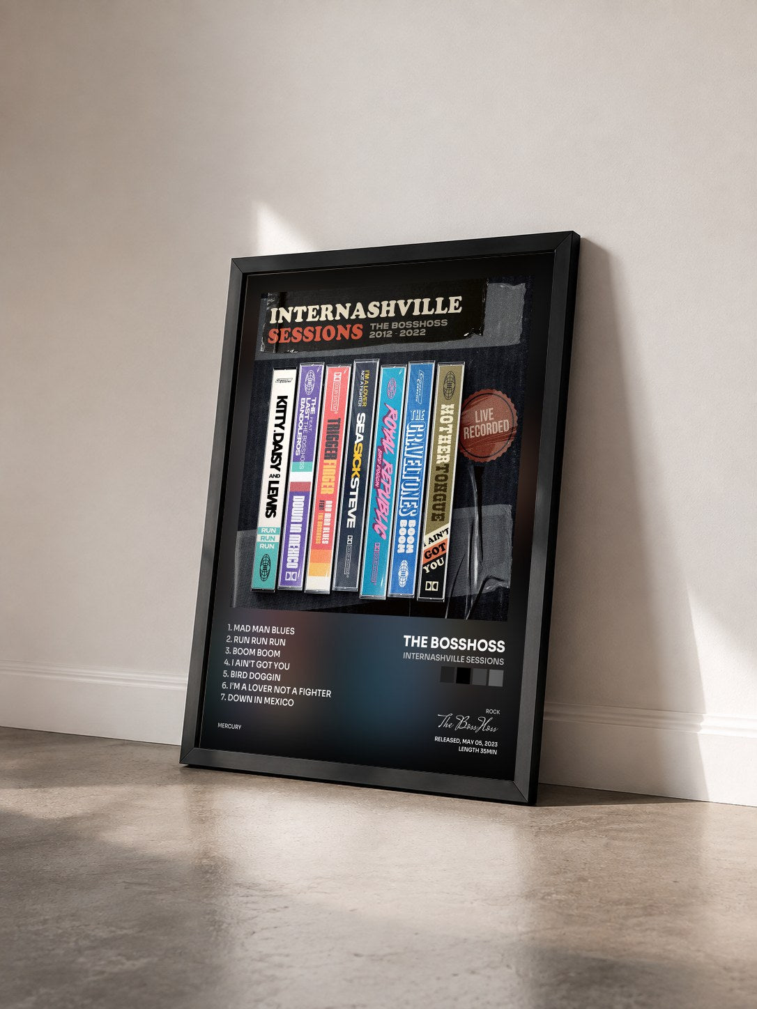 #noir Tableau de l'album Internashville Sessions de The BossHoss vu de trois quarts, cadre noir