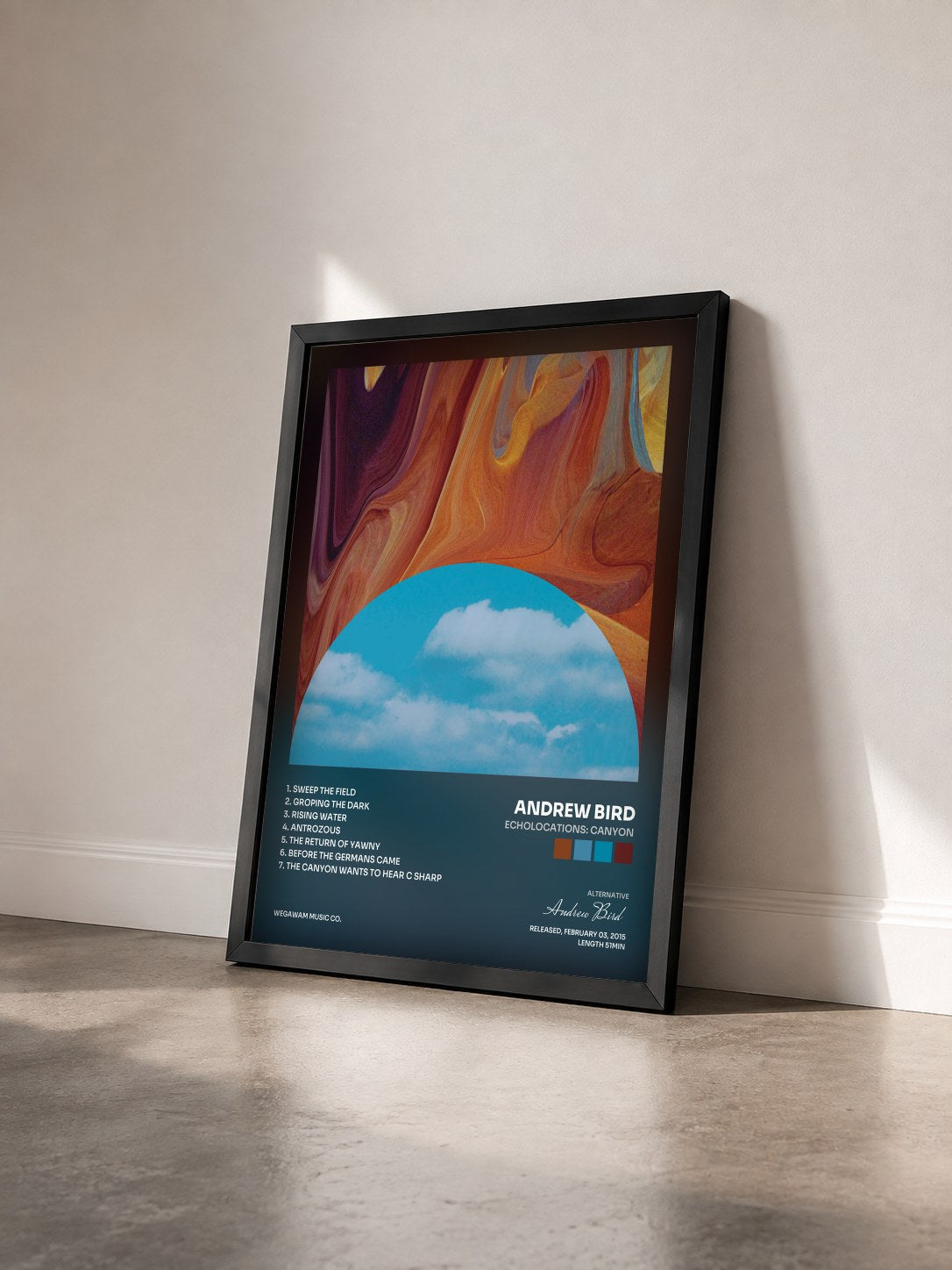 #noir Tableau de l'album Echolocations: Canyon de Andrew Bird vu de trois quarts, cadre noir