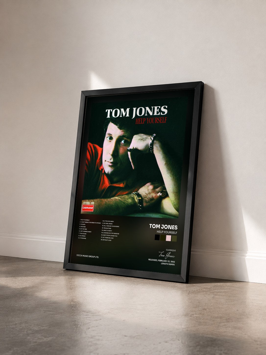 #noir Tableau de l'album Help Yourself de Tom Jones vu de trois quarts, cadre noir