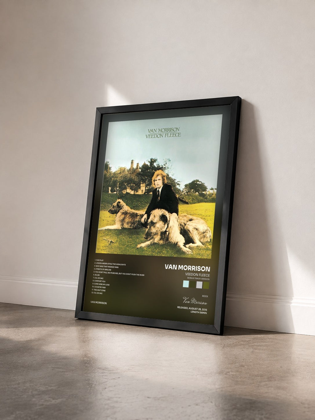 #noir Tableau de l'album Veedon Fleece (Bonus Track Version) de Van Morrison vu de trois quarts, cadre noir