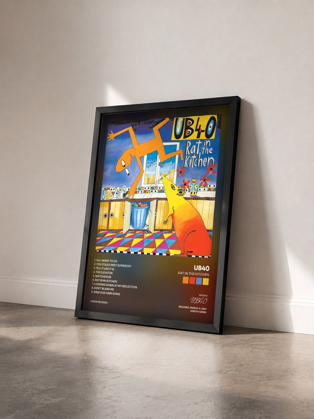#noir Tableau de l'album Rat In The Kitchen de UB40 vu de trois quarts, cadre noir