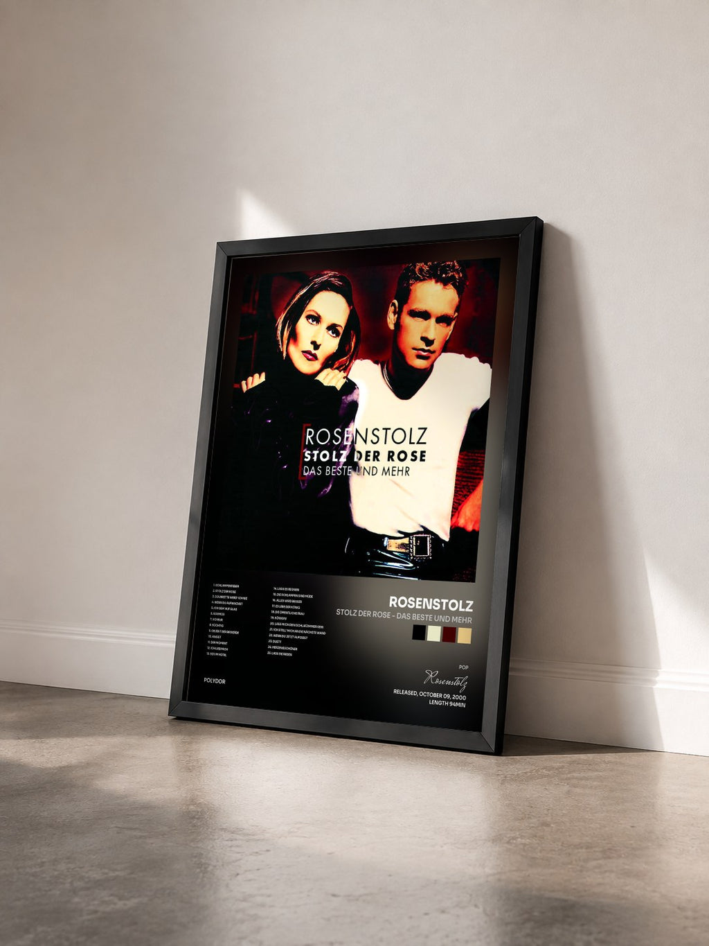 #noir Tableau de l'album Stolz der Rose - Das Beste und mehr de Rosenstolz vu de trois quarts, cadre noir