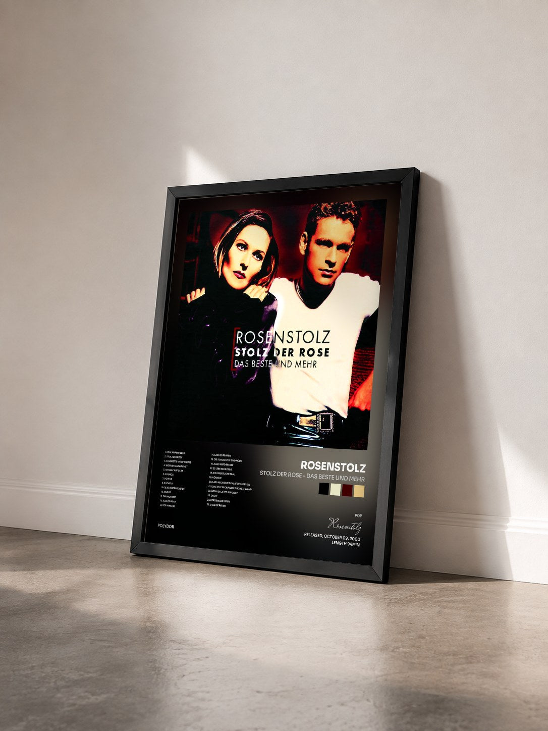 #noir Tableau de l'album Stolz der Rose - Das Beste und mehr de Rosenstolz vu de trois quarts, cadre noir
