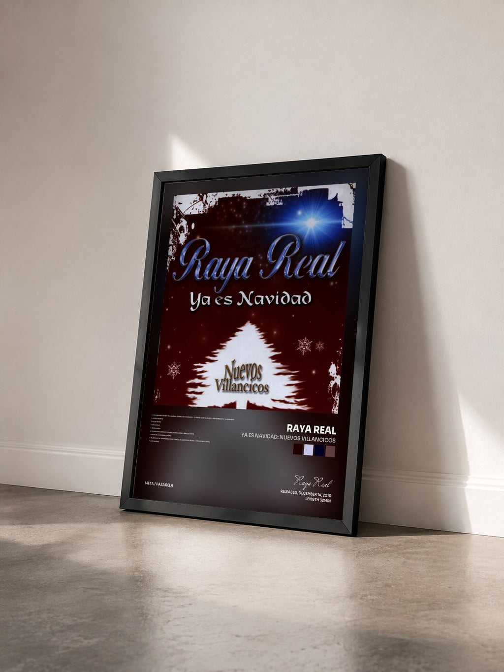 #noir Tableau de l'album Ya es Navidad: Nuevos Villancicos de Raya Real vu de trois quarts, cadre noir