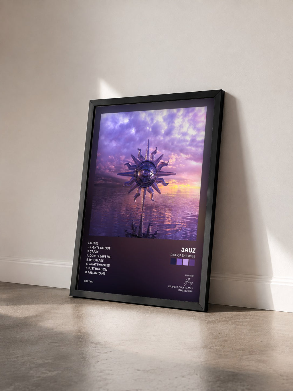 #noir Rise of The Wise von Jauz als gerahmter Kunstdruck von schräg gesehen, schwarzer Rahmen