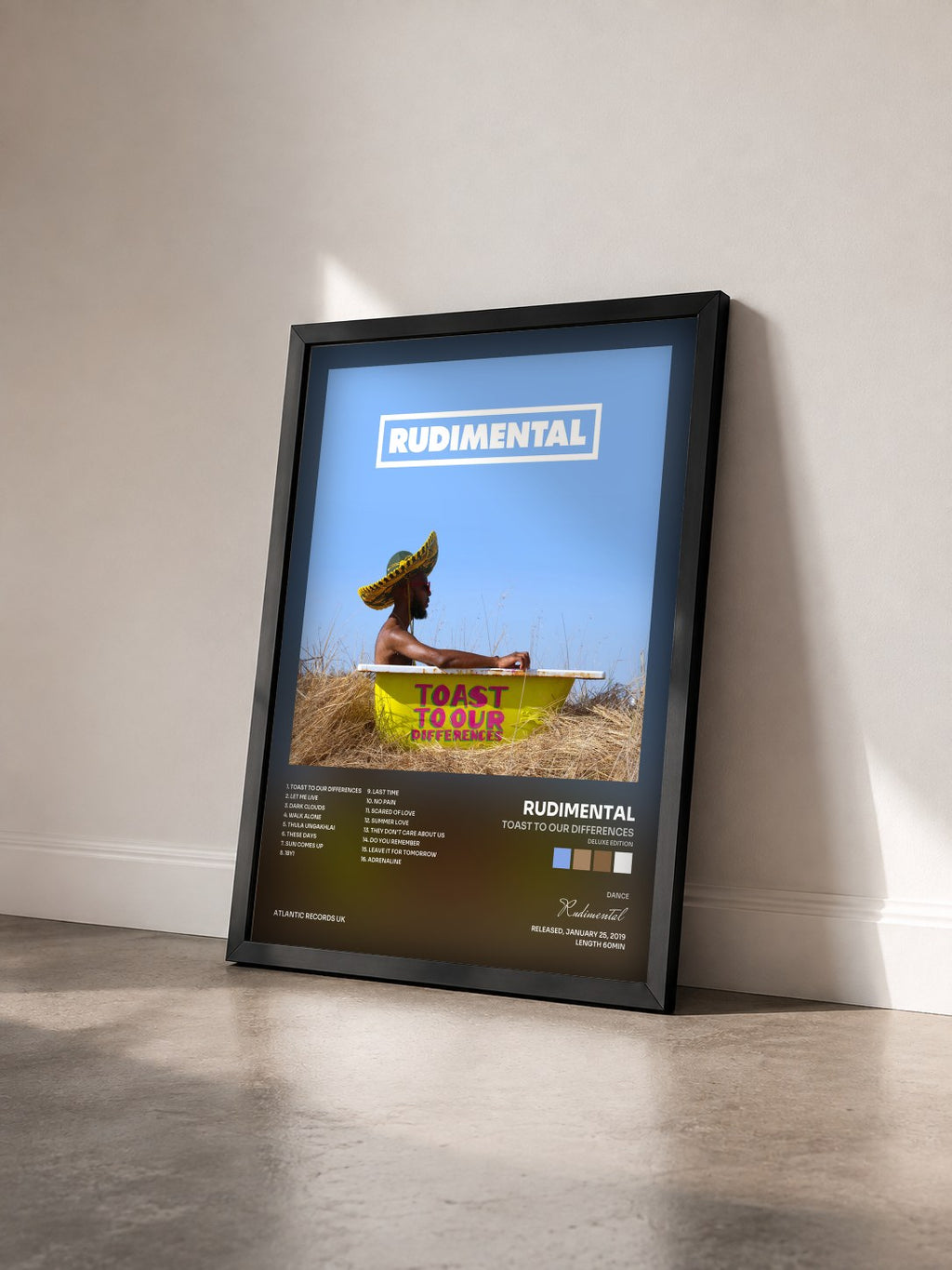 #noir Tableau de l'album Toast to Our Differences (Deluxe Edition) de Rudimental vu de trois quarts, cadre noir