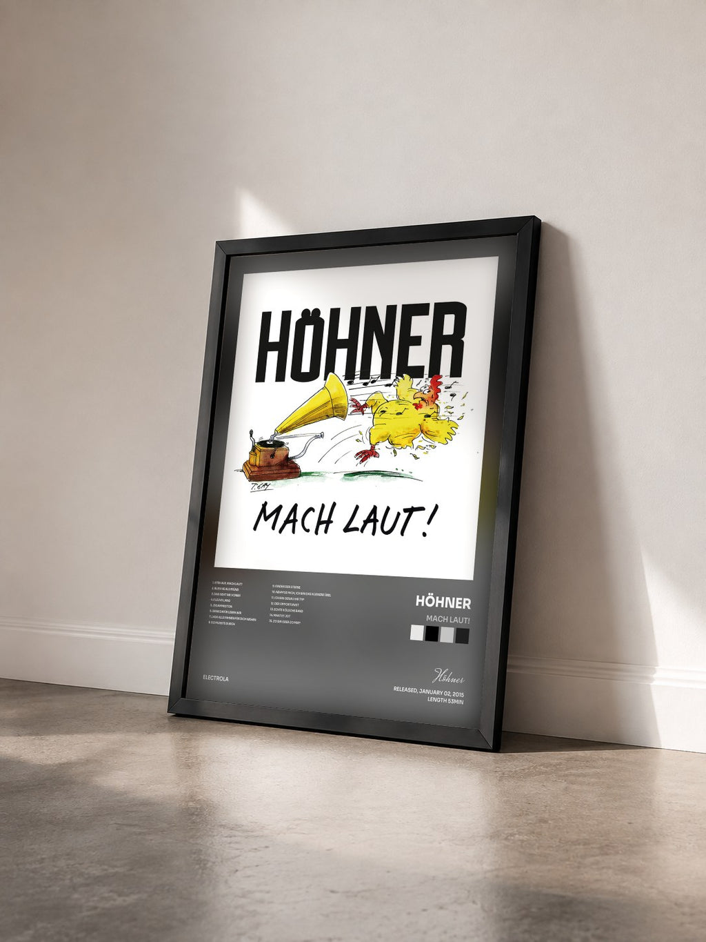 #noir Tableau de l'album Mach laut! de Höhner vu de trois quarts, cadre noir
