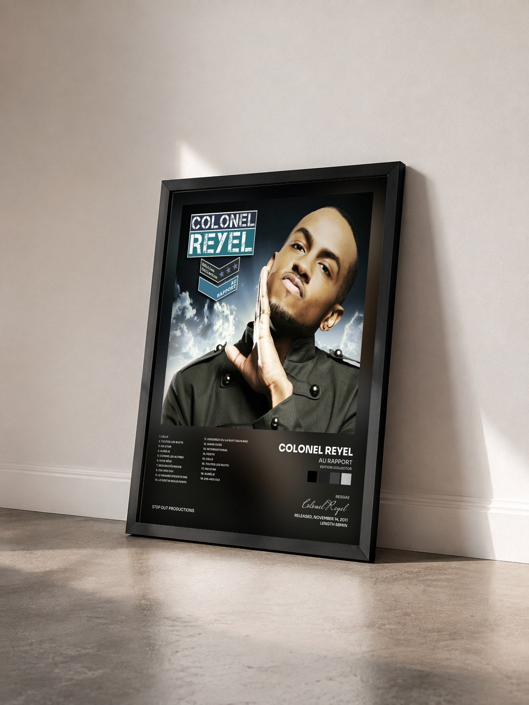 #noir Tableau de l'album Au rapport (Edition Collector) de Colonel Reyel vu de trois quarts, cadre noir