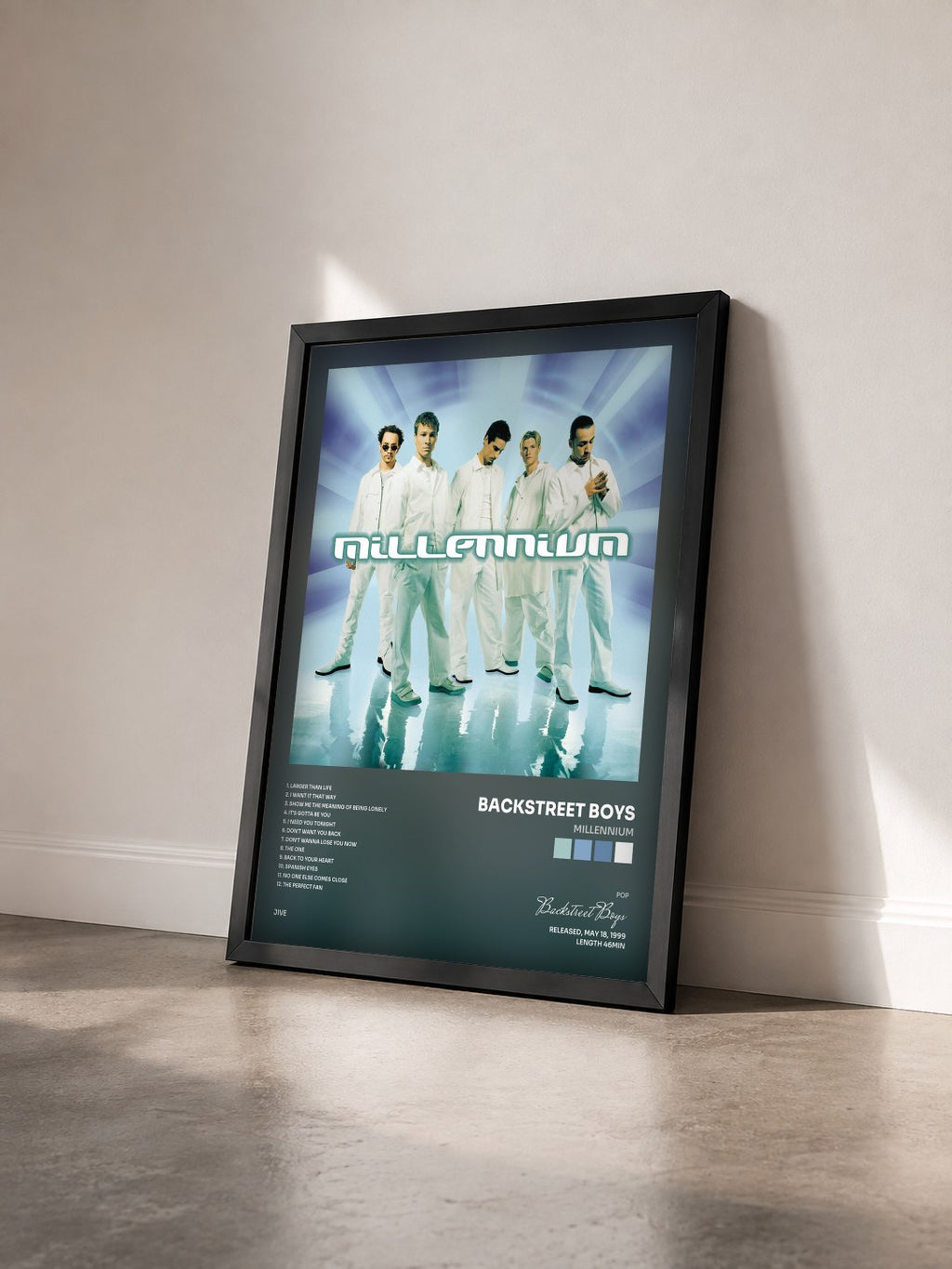 #noir Tableau de l'album Millennium de Backstreet Boys vu de trois quarts, cadre noir