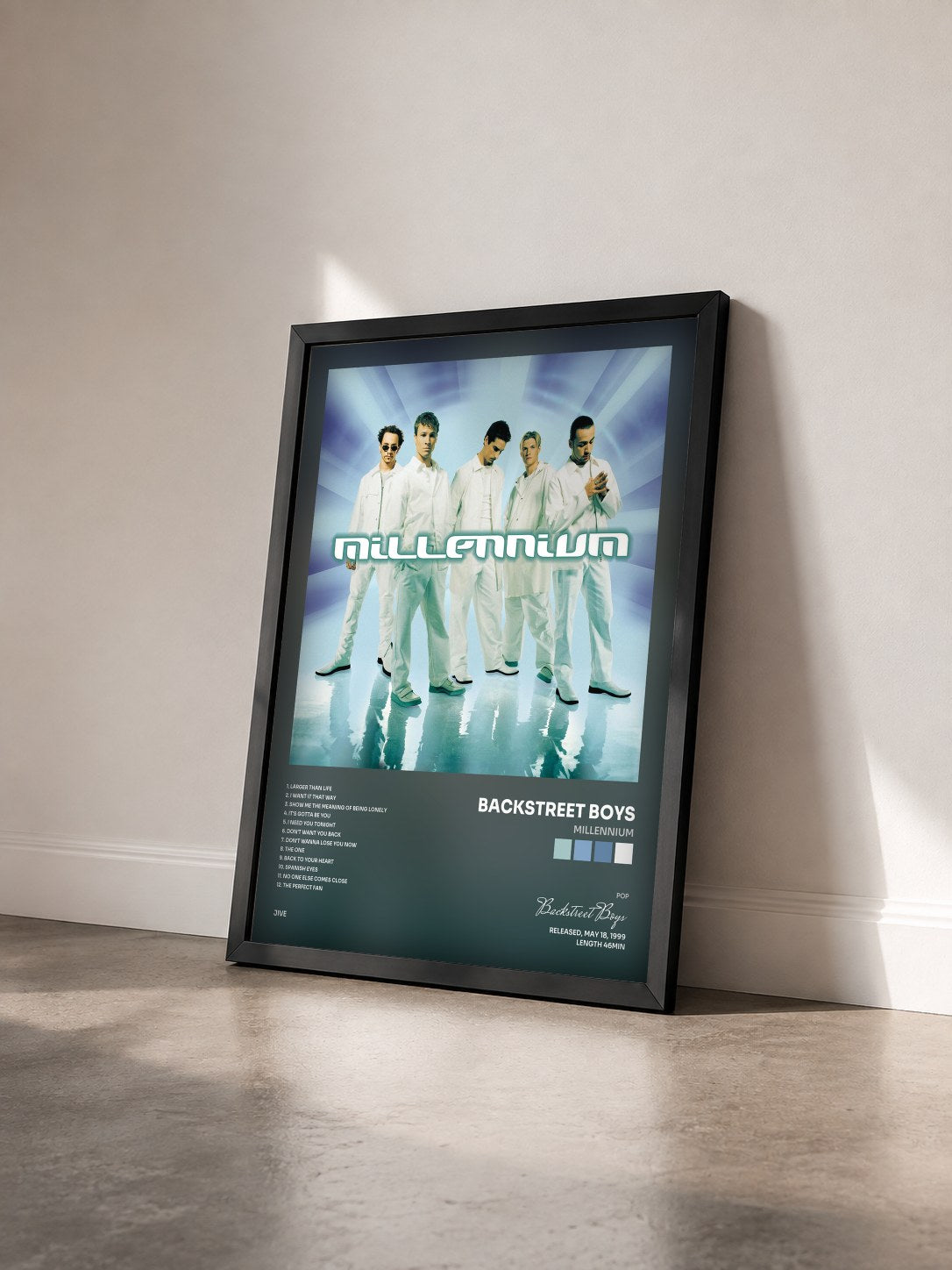 #noir Tableau de l'album Millennium de Backstreet Boys vu de trois quarts, cadre noir