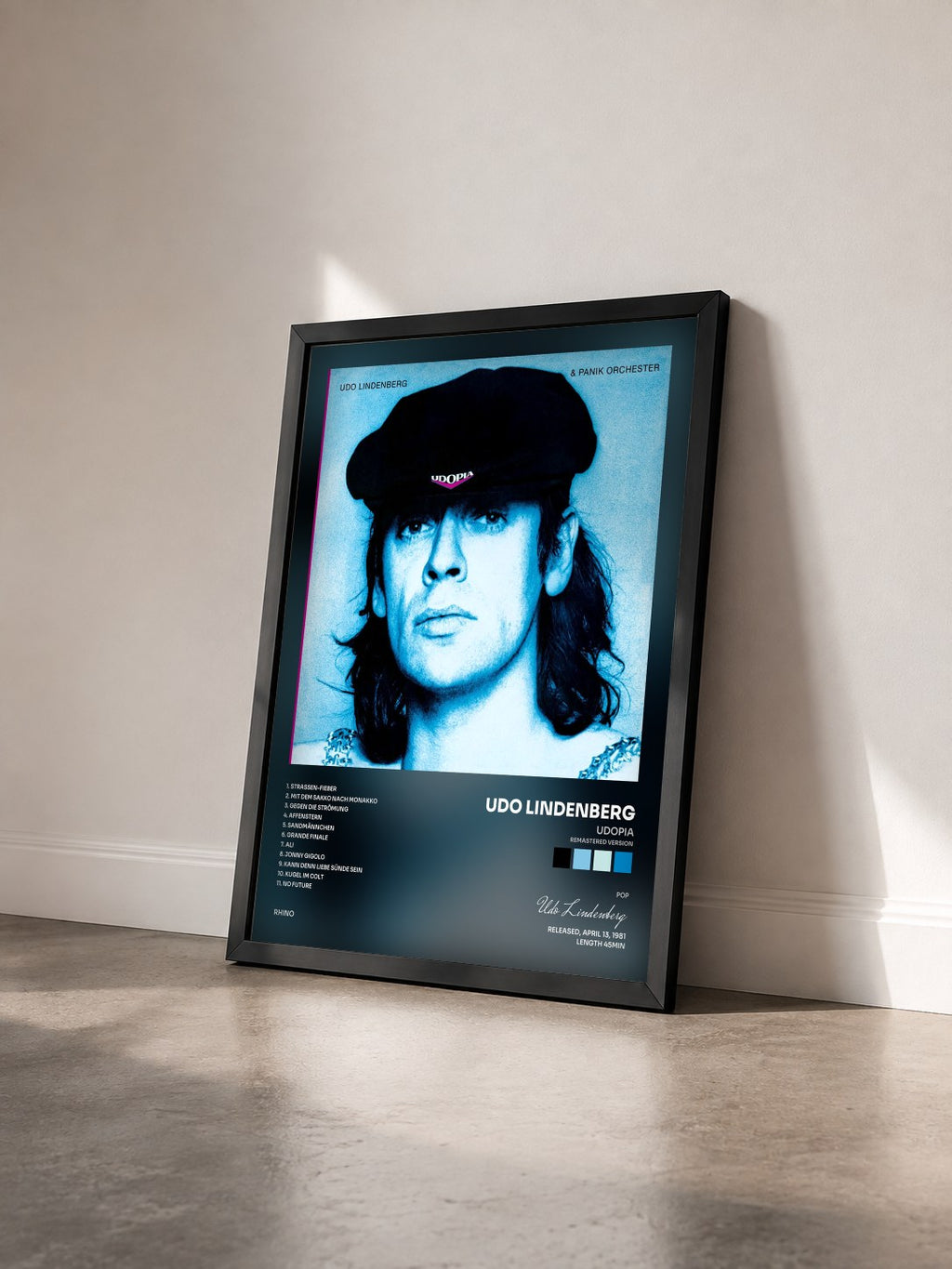 #noir Tableau de l'album Udopia (Remastered Version) de Udo Lindenberg vu de trois quarts, cadre noir