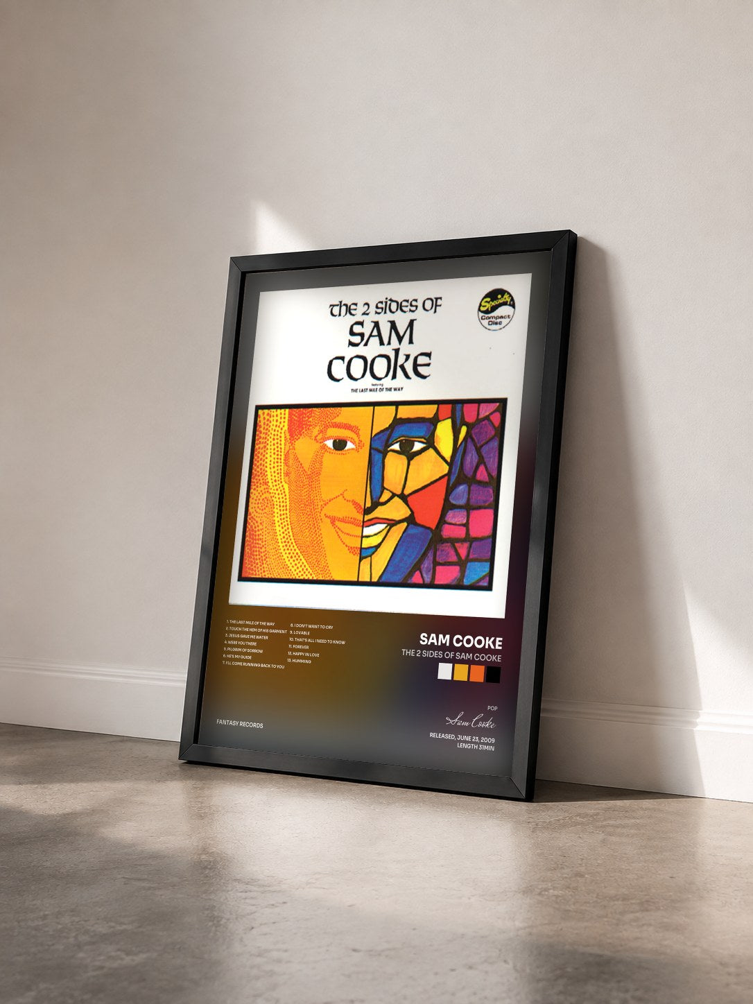#noir Tableau de l'album The 2 Sides Of Sam Cooke de Sam Cooke vu de trois quarts, cadre noir