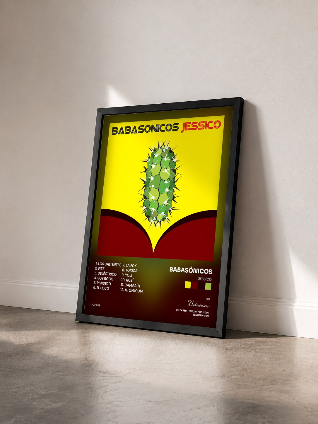#noir Tableau de l'album Jessico de Babasónicos vu de trois quarts, cadre noir