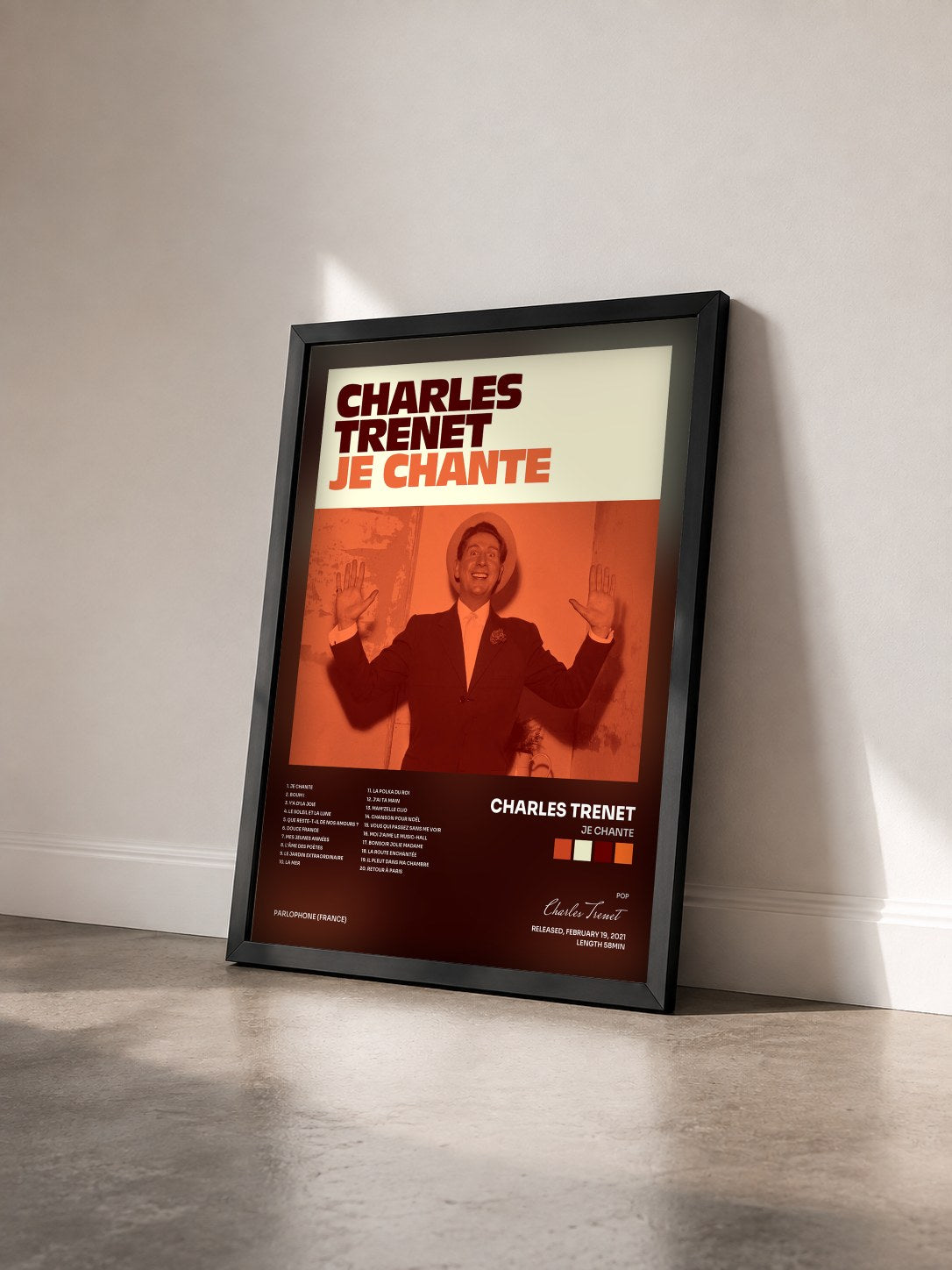 #noir Tableau de l'album Je chante de Charles Trenet vu de trois quarts, cadre noir