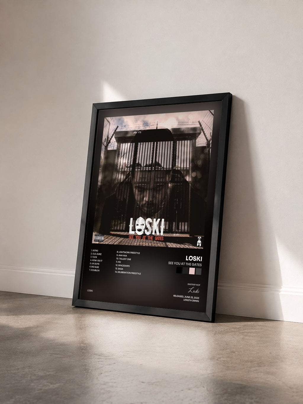 #noir Tableau de l'album See You At The Gates de Loski vu de trois quarts, cadre noir