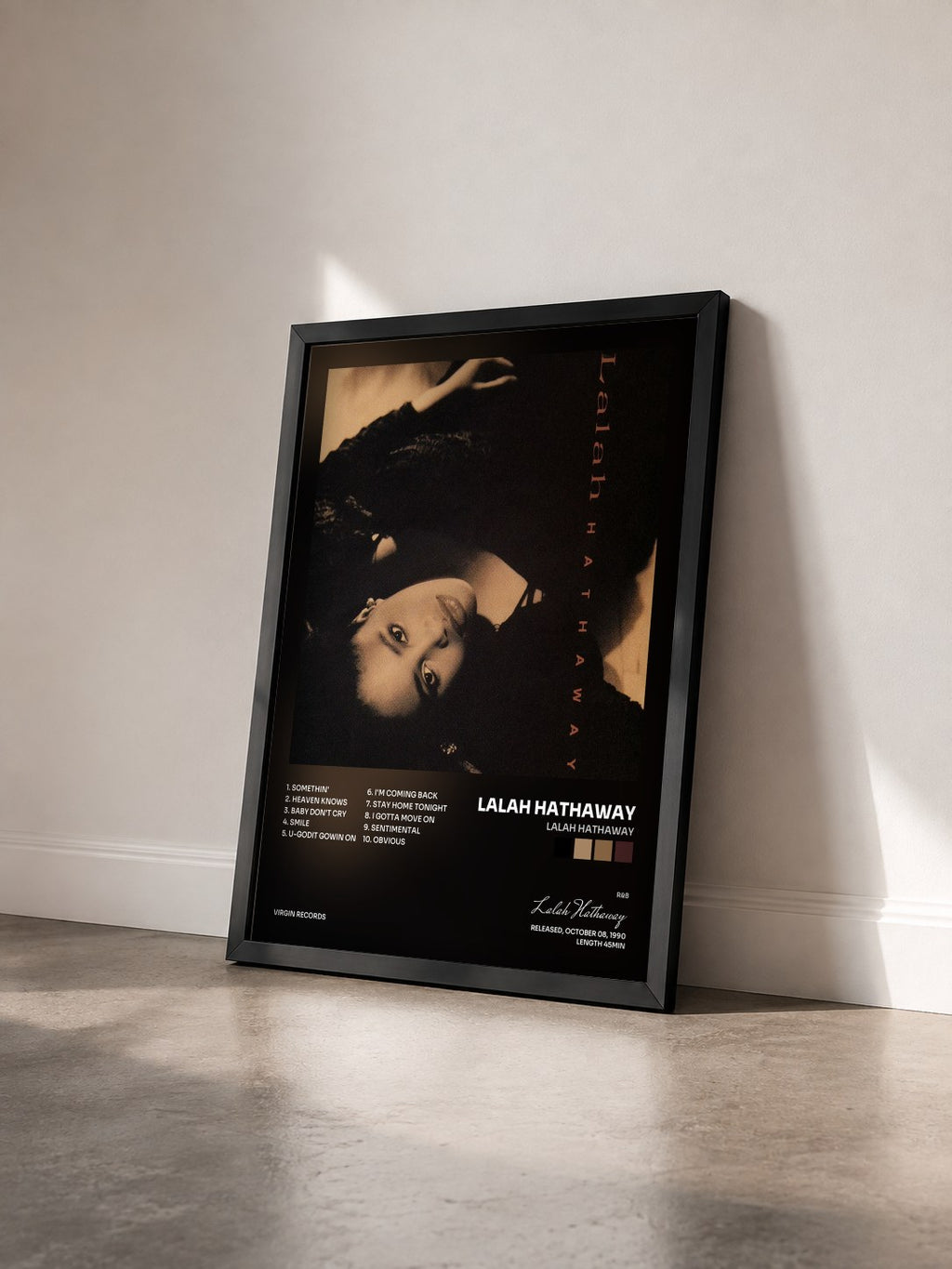 #noir Tableau de l'album Lalah Hathaway de Lalah Hathaway vu de trois quarts, cadre noir