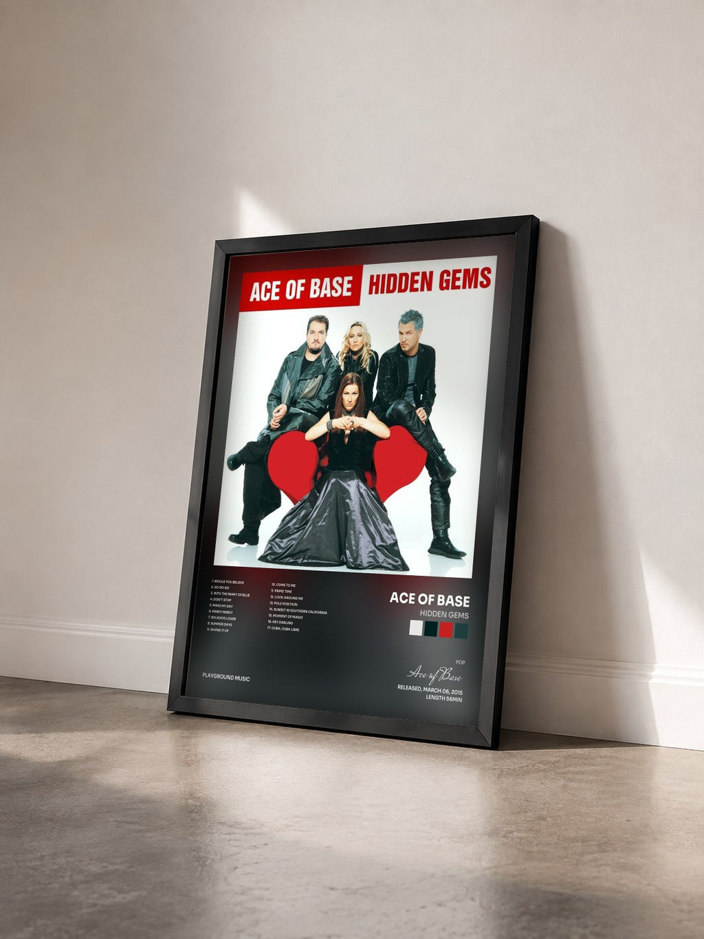 #noir Tableau de l'album Hidden Gems de Ace of Base vu de trois quarts, cadre noir