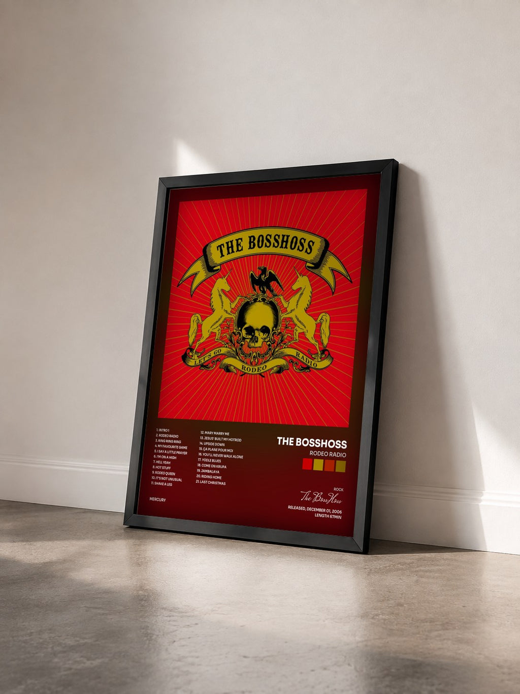 #noir Tableau de l'album Rodeo Radio de The BossHoss vu de trois quarts, cadre noir