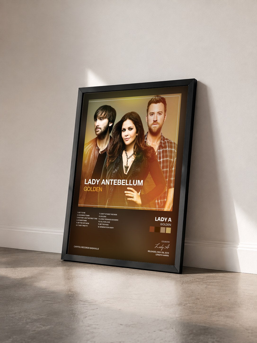 #noir Tableau de l'album Golden de Lady A vu de trois quarts, cadre noir