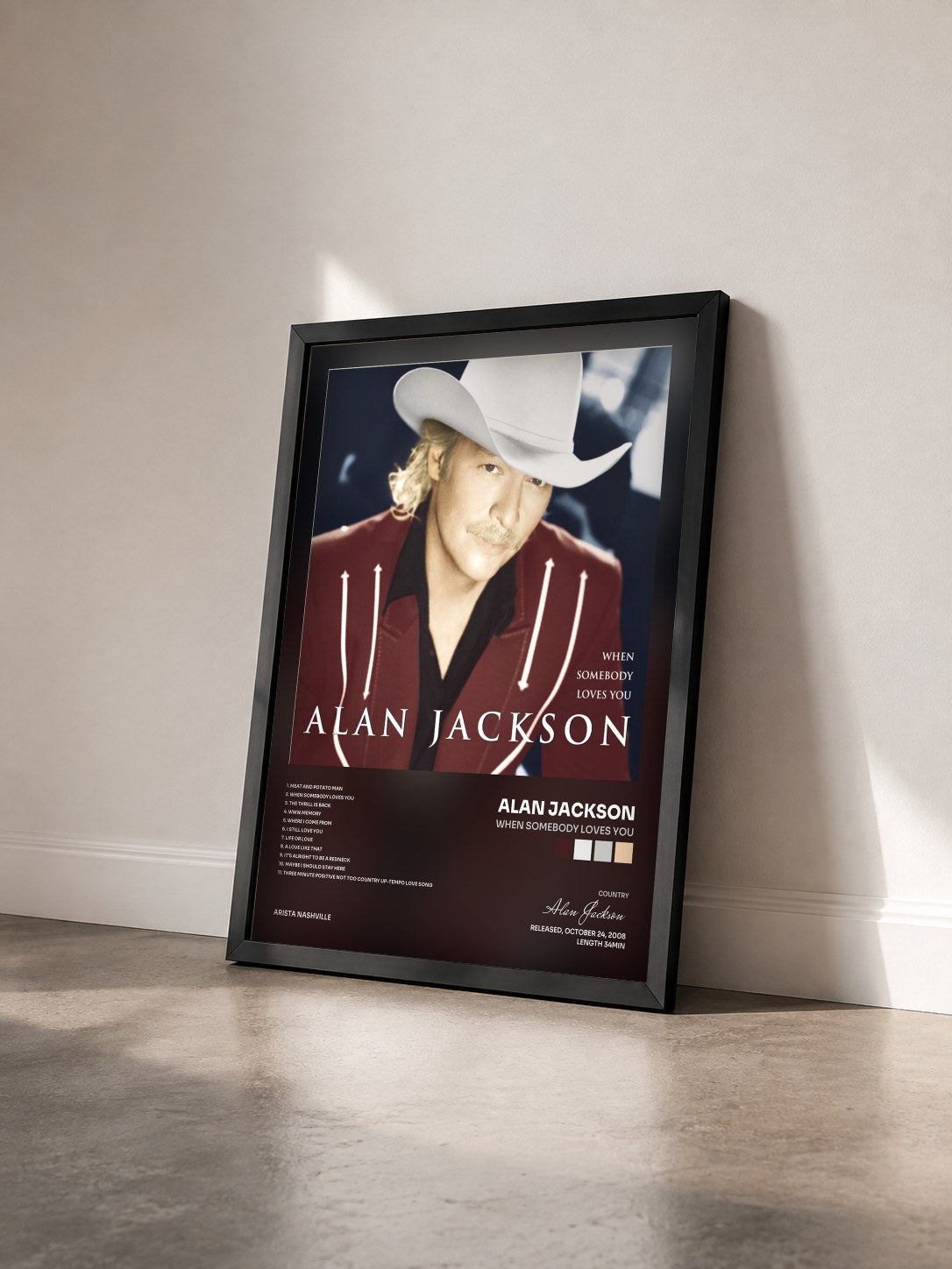 #noir Tableau de l'album When Somebody Loves You de Alan Jackson vu de trois quarts, cadre noir