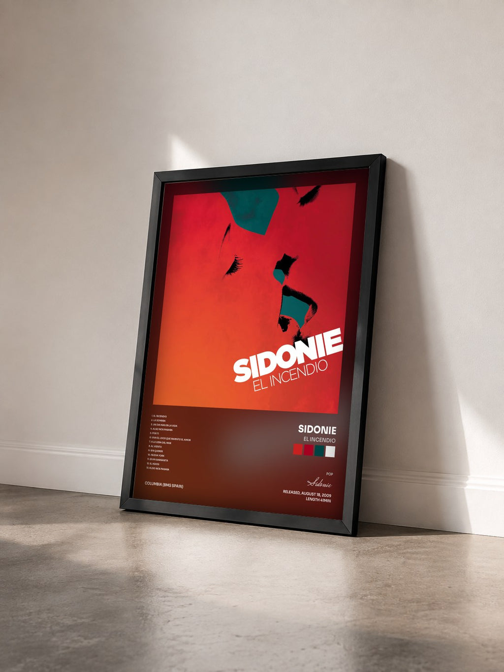 #noir Tableau de l'album El Incendio de Sidonie vu de trois quarts, cadre noir