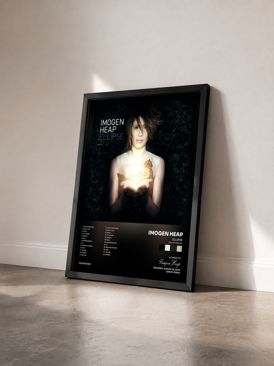 #noir Tableau de l'album Ellipse (Deluxe Version) de Imogen Heap vu de trois quarts, cadre noir
