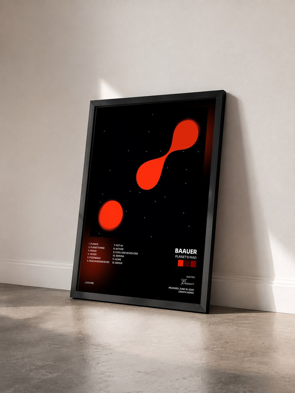 #noir Tableau de l'album PLANET'S MAD de Baauer vu de trois quarts, cadre noir