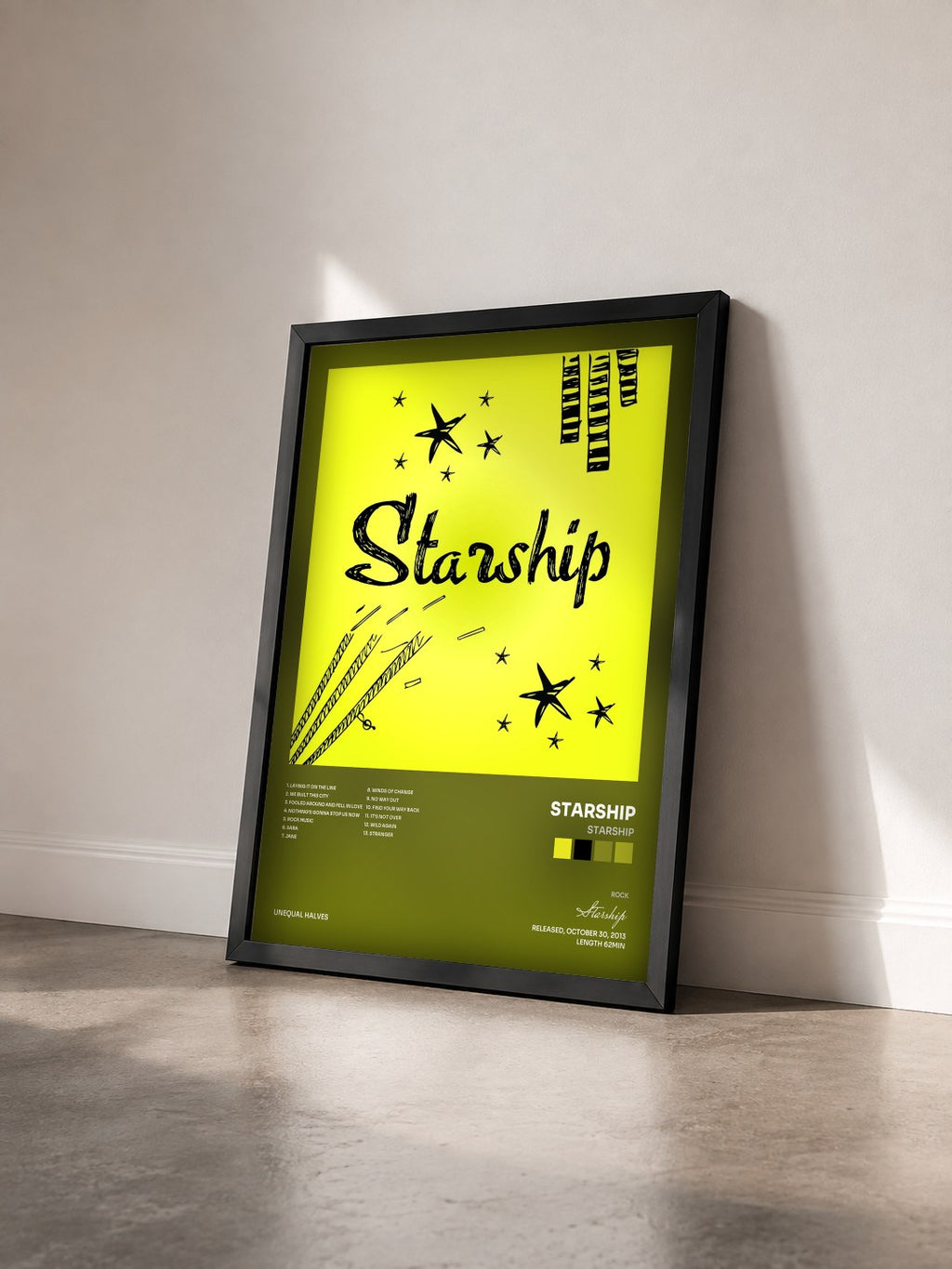 #noir Tableau de l'album Starship de Starship vu de trois quarts, cadre noir
