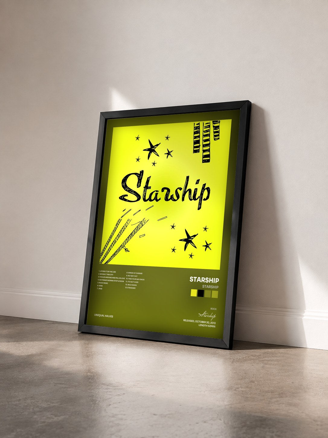 #noir Tableau de l'album Starship de Starship vu de trois quarts, cadre noir