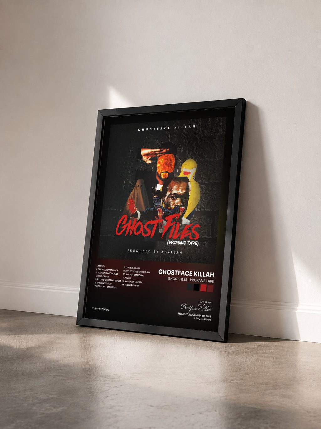 #noir Tableau de l'album Ghost Files - Propane Tape de Ghostface Killah vu de trois quarts, cadre noir