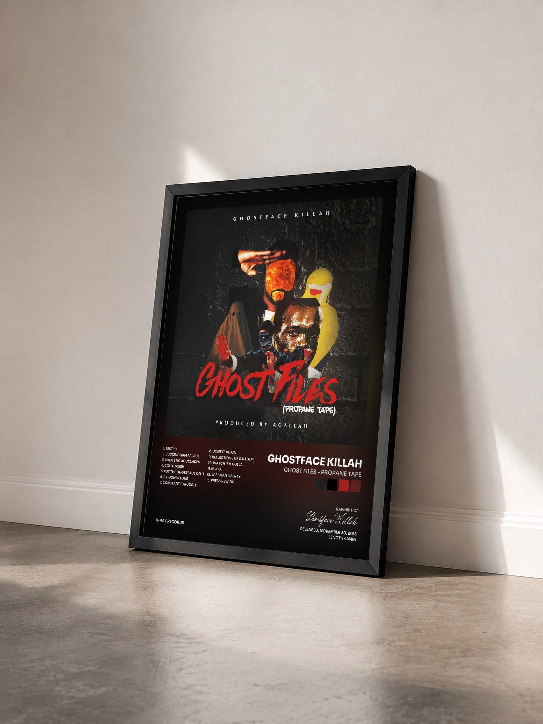 #noir Tableau de l'album Ghost Files - Propane Tape de Ghostface Killah vu de trois quarts, cadre noir