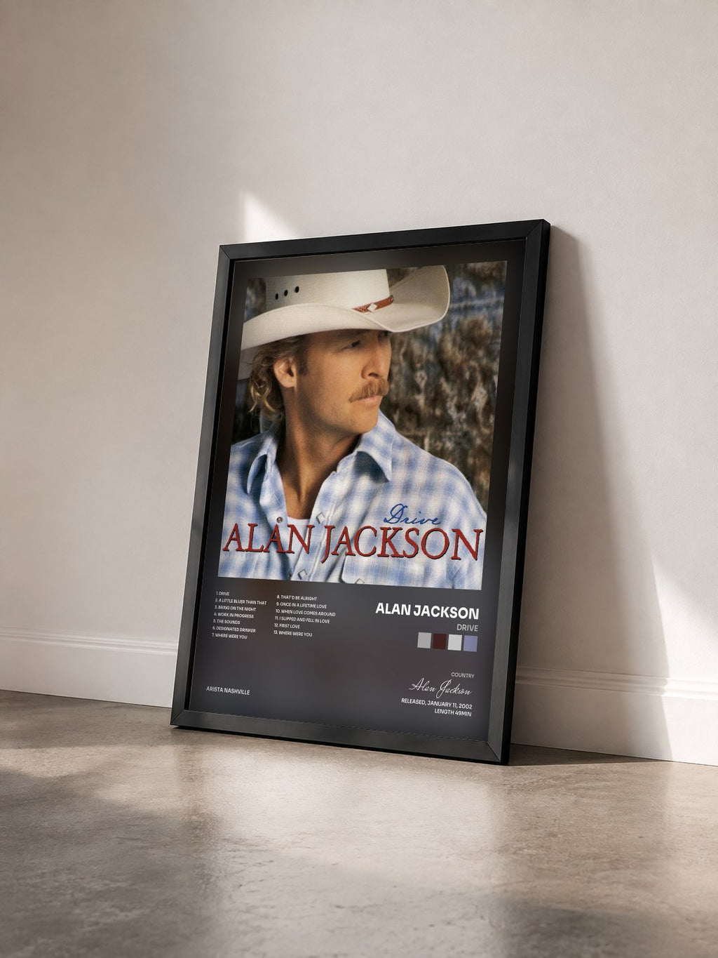 #noir Tableau de l'album Drive de Alan Jackson vu de trois quarts, cadre noir