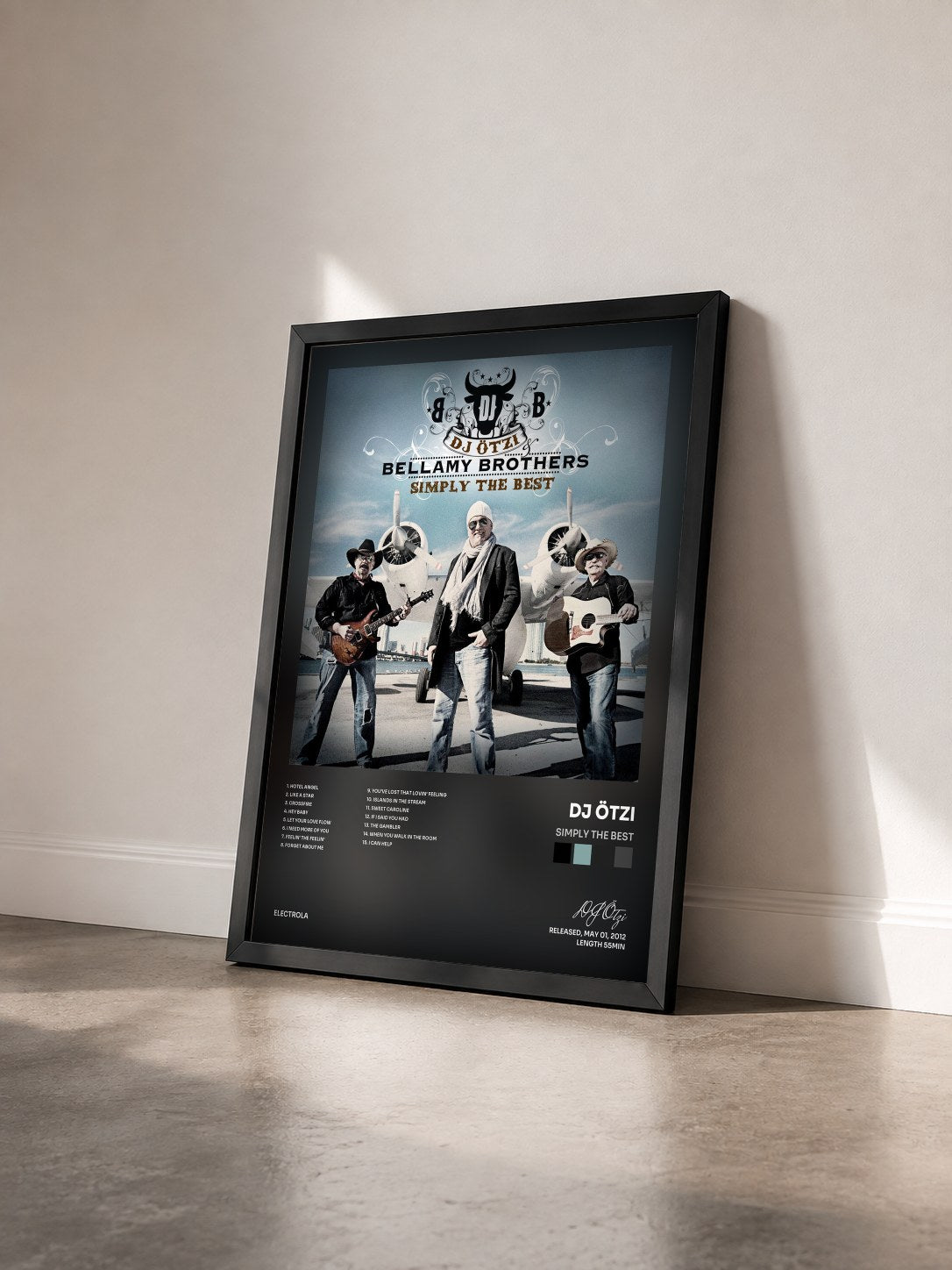 #noir Tableau de l'album Simply The Best de DJ Ötzi vu de trois quarts, cadre noir