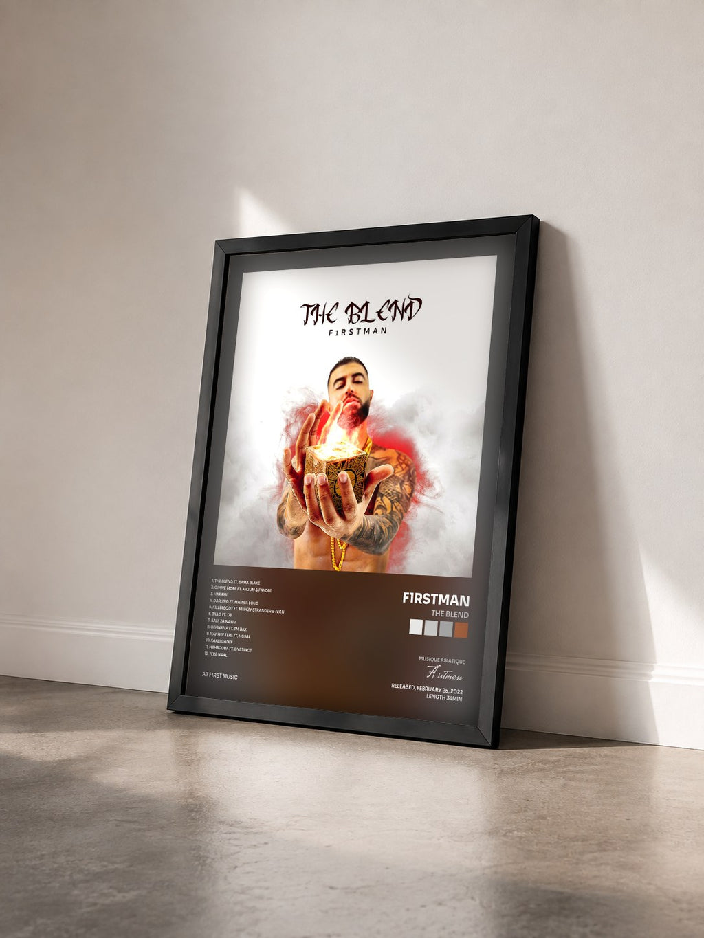 #noir Tableau de l'album The Blend de F1rstman vu de trois quarts, cadre noir