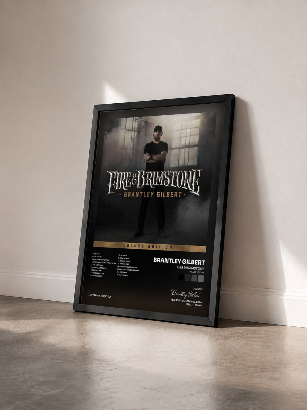 #noir Tableau de l'album Fire & Brimstone (Deluxe Edition) de Brantley Gilbert vu de trois quarts, cadre noir