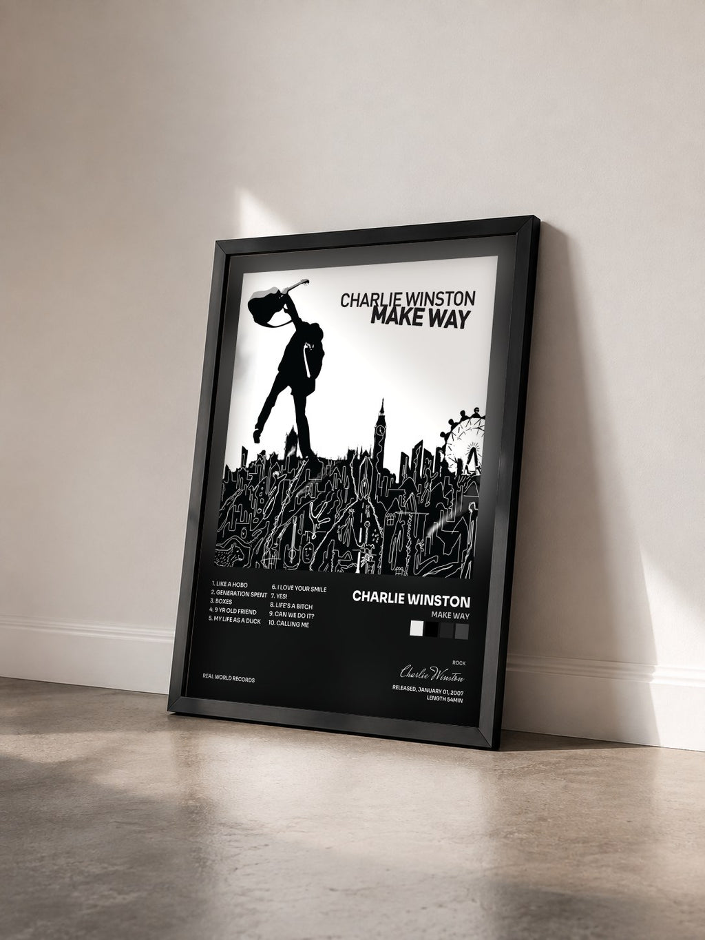 #noir Tableau de l'album Make Way de Charlie Winston vu de trois quarts, cadre noir