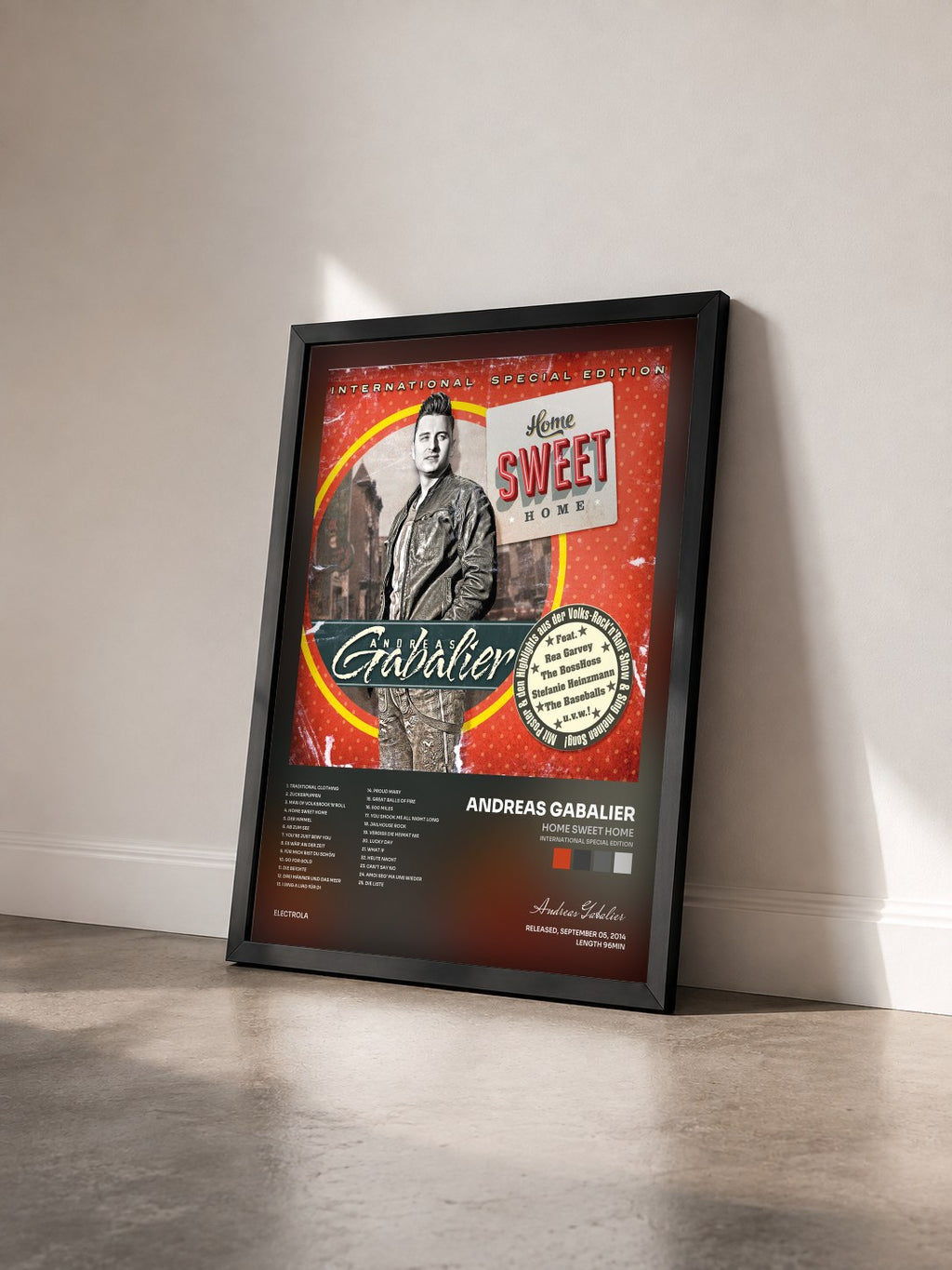 #noir Tableau de l'album Home Sweet Home (International Special Edition) de Andreas Gabalier vu de trois quarts, cadre noir