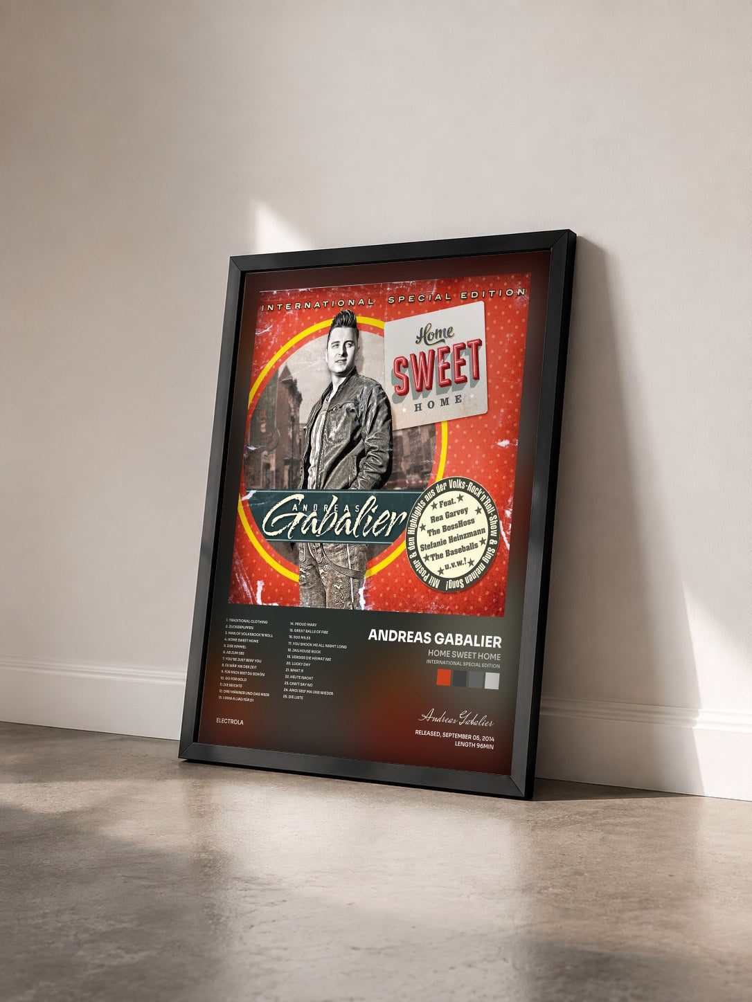 #noir Tableau de l'album Home Sweet Home (International Special Edition) de Andreas Gabalier vu de trois quarts, cadre noir