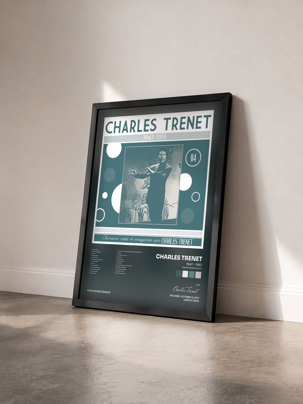 #noir Tableau de l'album 1947 - 1951 (Remasterisé en 2017) de Charles Trenet vu de trois quarts, cadre noir