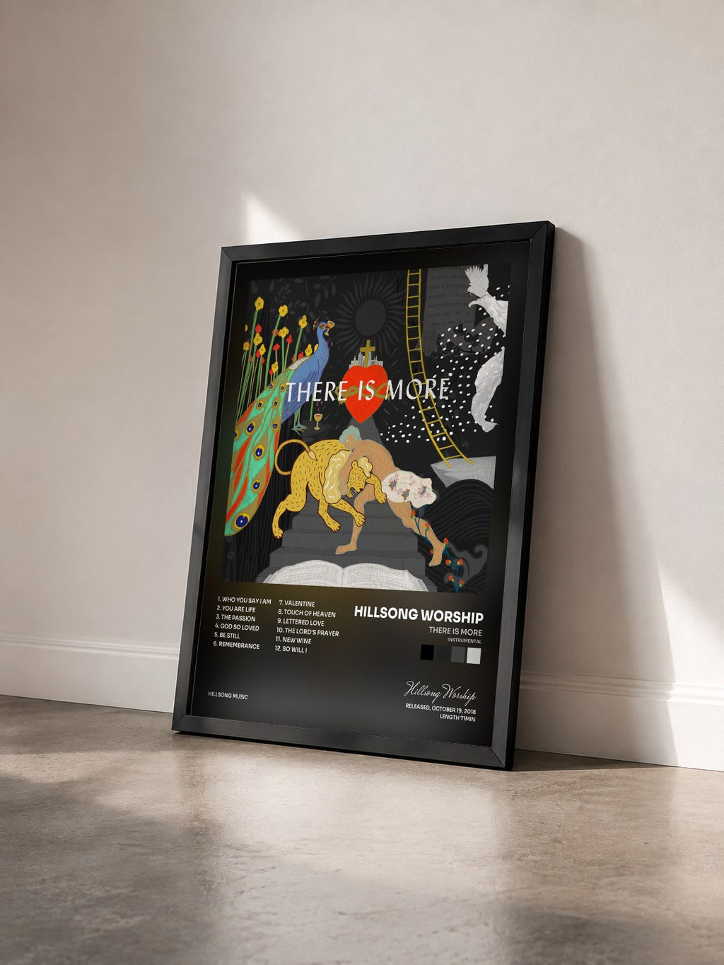 #noir Tableau de l'album There Is More (Instrumental) de Hillsong Worship vu de trois quarts, cadre noir