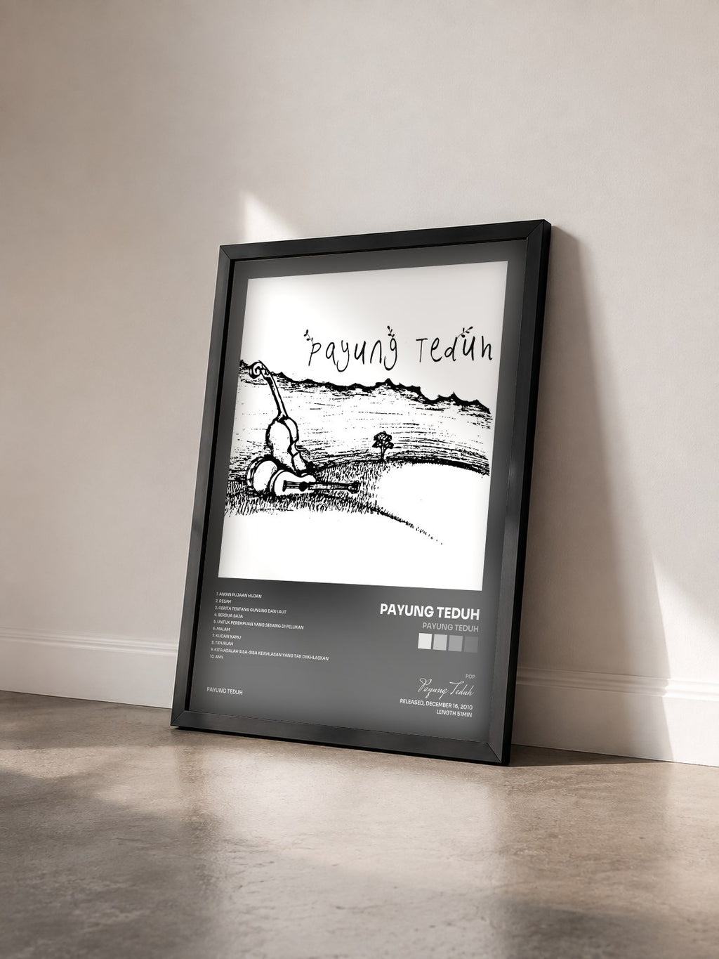 #noir Tableau de l'album Payung Teduh de Payung Teduh vu de trois quarts, cadre noir