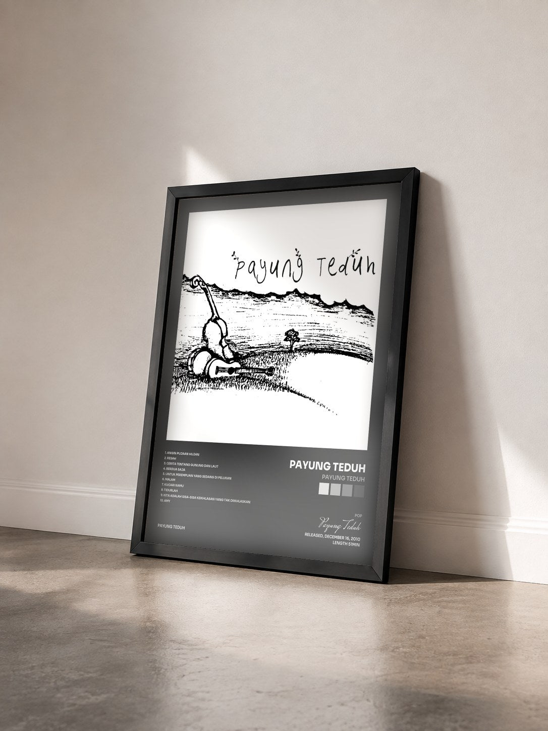 #noir Tableau de l'album Payung Teduh de Payung Teduh vu de trois quarts, cadre noir