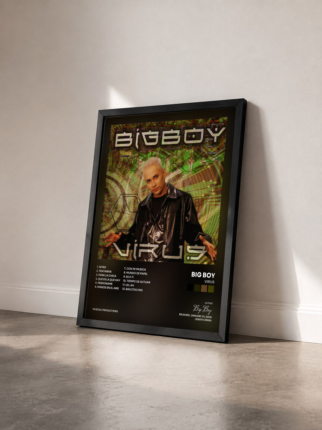 #noir Tableau de l'album Virus de Big Boy vu de trois quarts, cadre noir