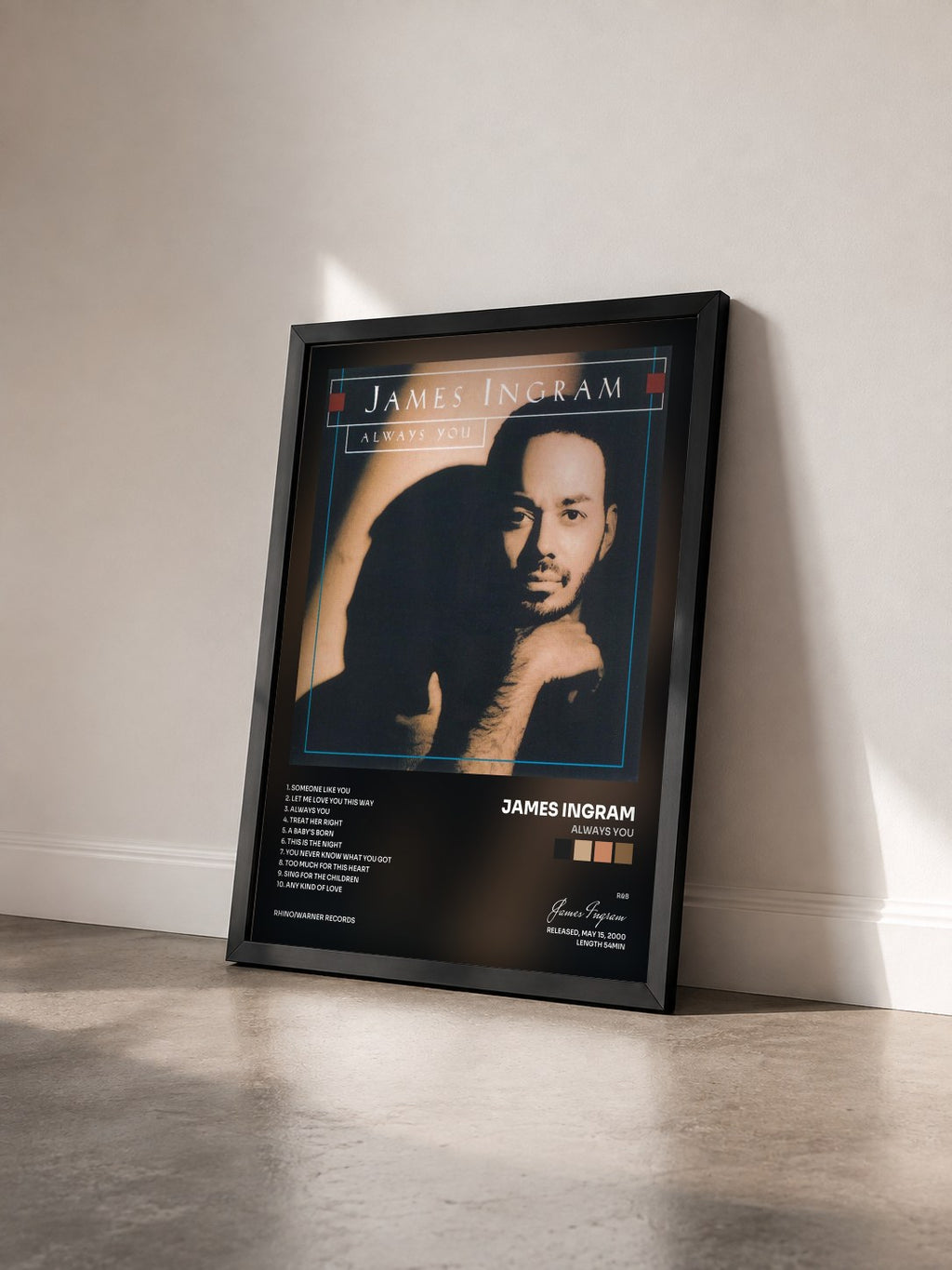 #noir Tableau de l'album Always You de James Ingram vu de trois quarts, cadre noir