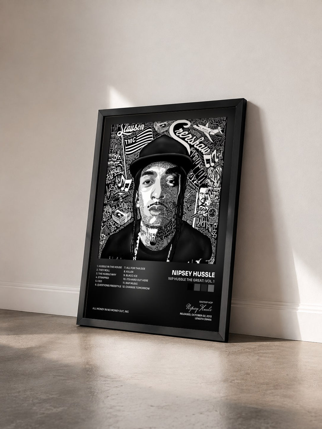 #noir Tableau de l'album Nip Hussle The Great: Vol. 1 de Nipsey Hussle vu de trois quarts, cadre noir