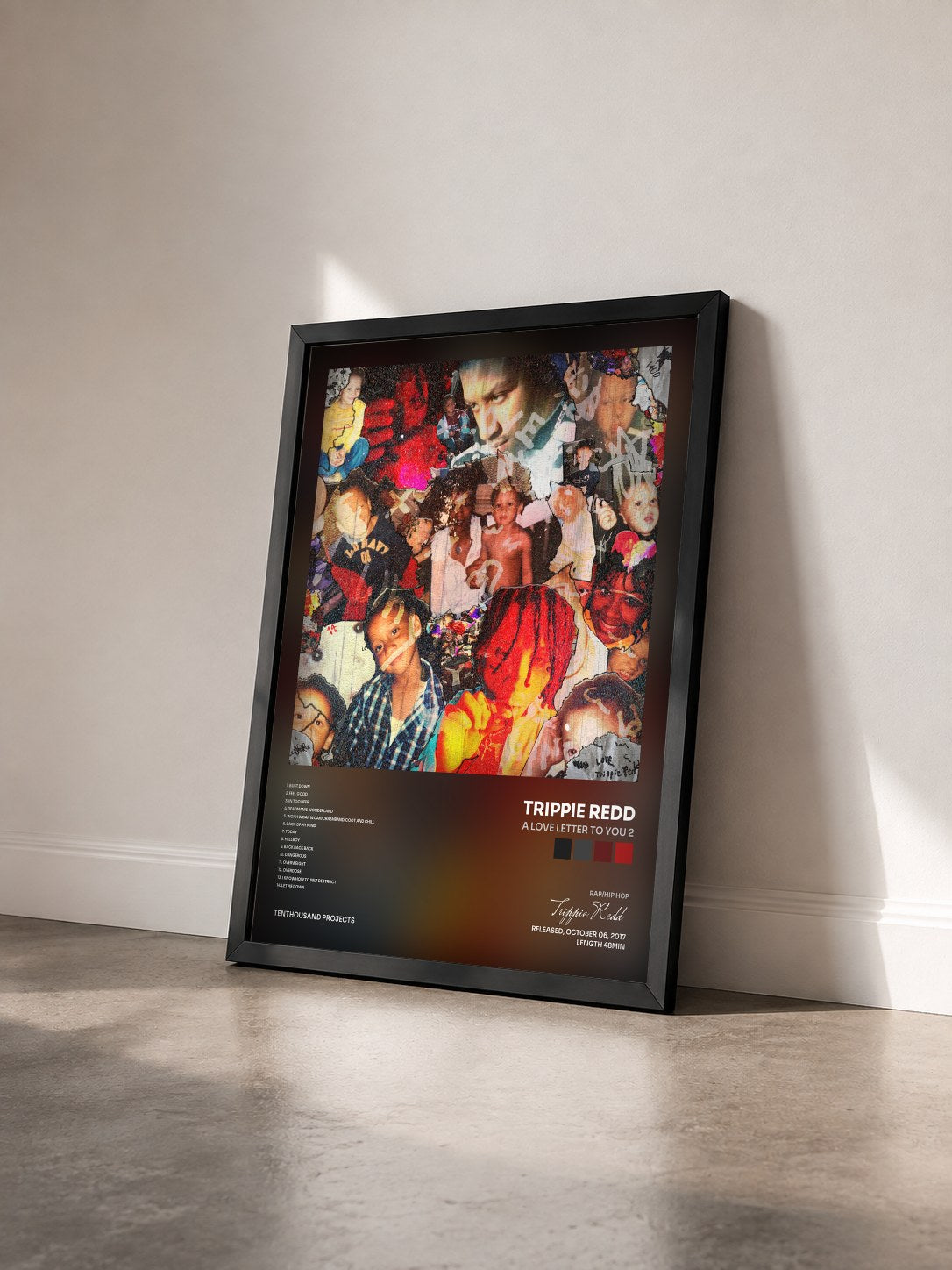 #noir Tableau de l'album A Love Letter To You 2 de Trippie Redd vu de trois quarts, cadre noir
